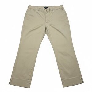 Lauren‎ Ralph Lauren Petite Tan Chino Pants Womens 14P Side Zip Flat Front